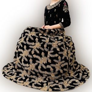NWOT Black velvet lehenga choli eid formal wear